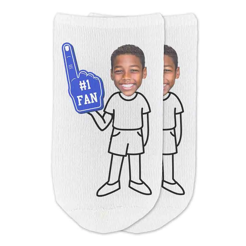 #1 Fan Photo No Show Socks Personalized For Men