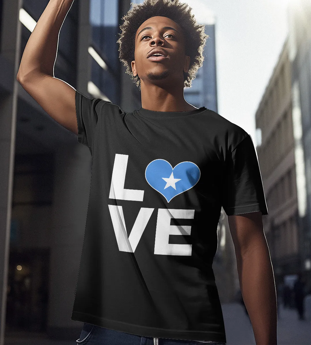 1sttheworld T-Shirt - Heart Flag Somalia T-Shirt Black A35