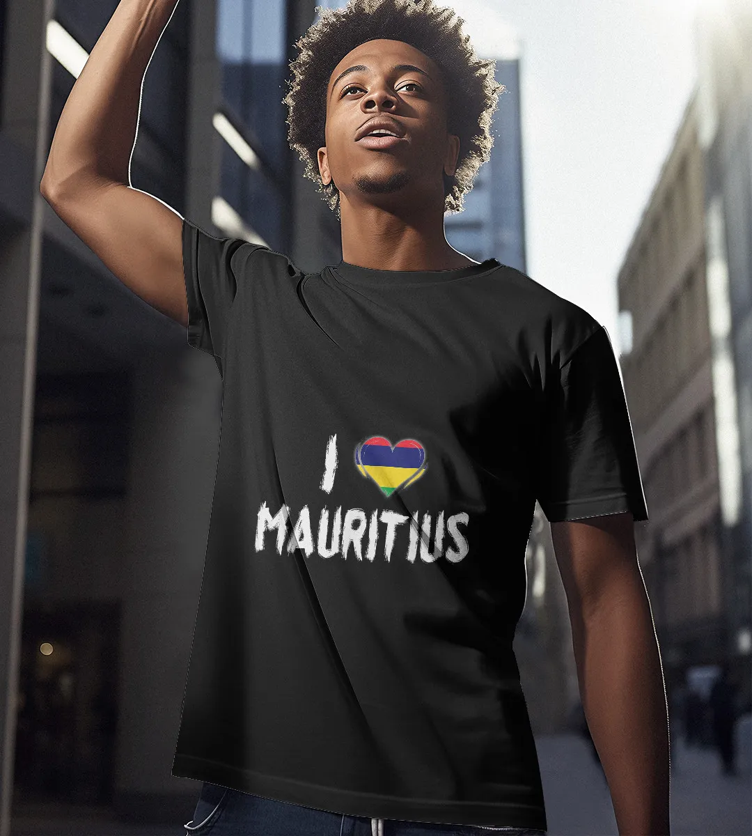 1sttheworld T-Shirt - I Heart Mauritius T-Shirt Black A35