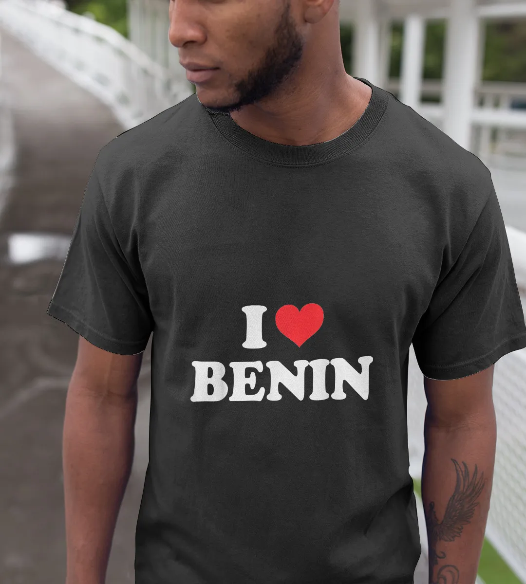 1sttheworld T-Shirt - I Love Benin T-Shirt Black A35