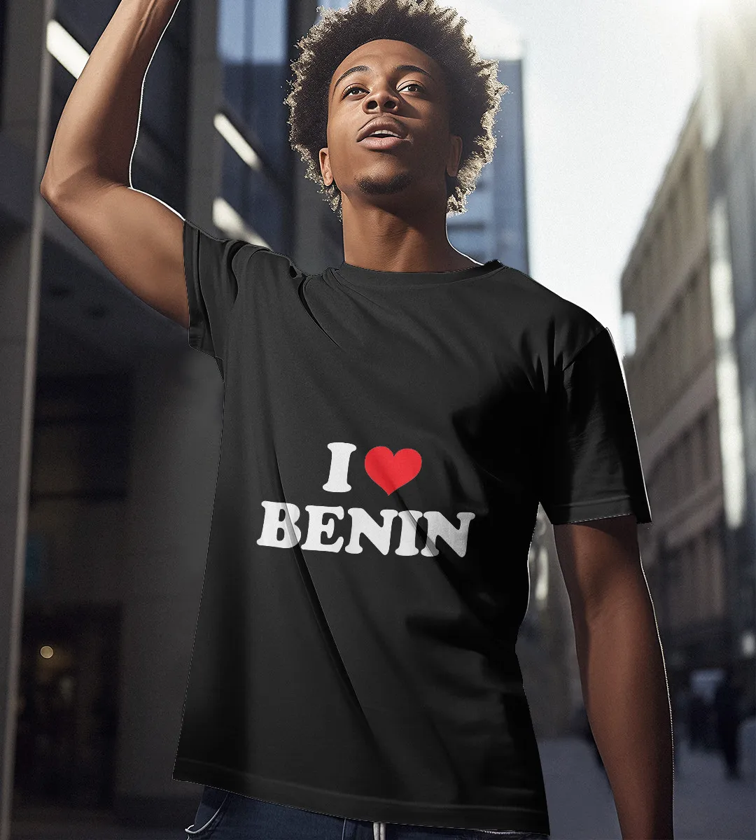 1sttheworld T-Shirt - I Love Benin T-Shirt Black A35