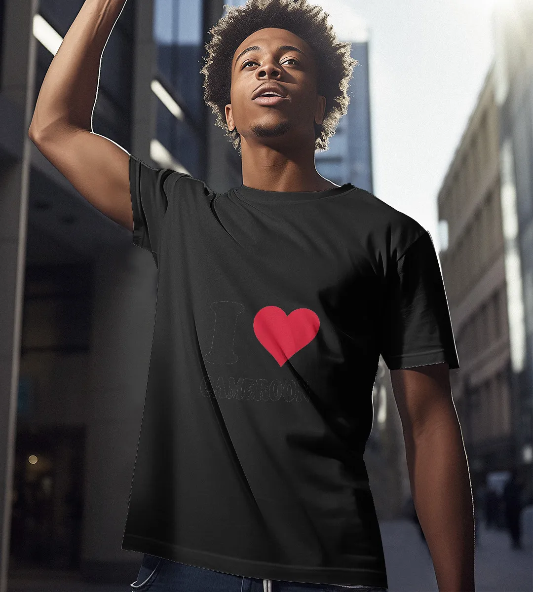 1sttheworld T-Shirt - I Love Cameroon T-Shirt Black A35