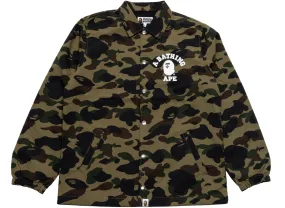 A Bathing Ape 1st Camo Nylon Tussah Coach Jacket in Green xld