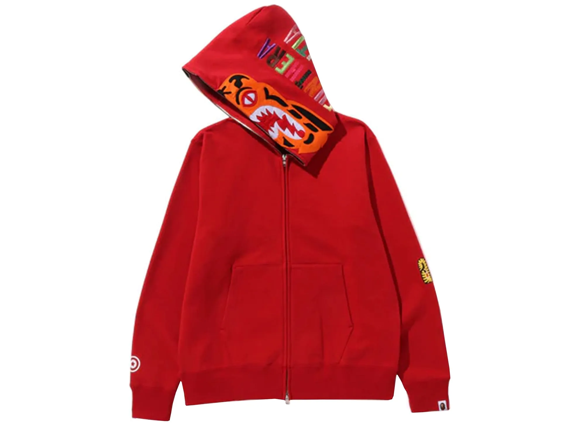 A Bathing Ape Tiger Full Zip Hoodie in Red xld