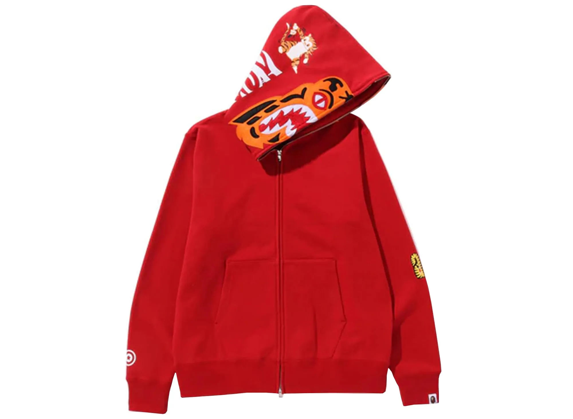 A Bathing Ape Tiger Full Zip Hoodie in Red xld