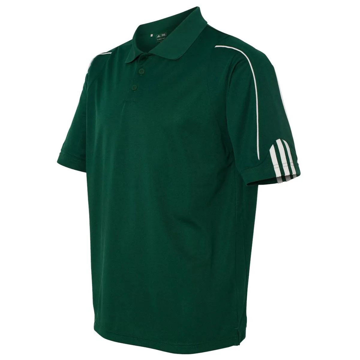 adidas Golf Men's Collegiate Green/White Climalite 3-Stripes Cuff Sport Shirt