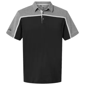 Adidas Men's Black/Grey Two/Grey Five Melange Ultimate Colorblocked Polo