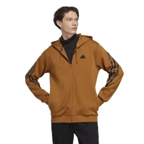 ADIDAS MEN'S FUTURE ICONS 3-STRIPES FULL-ZIP BRONZE HOODIE