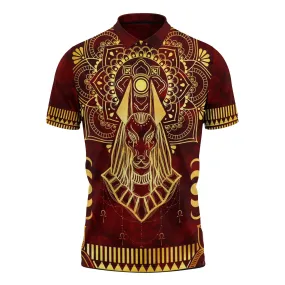 Anubis Pattern In Red Polo Shirt