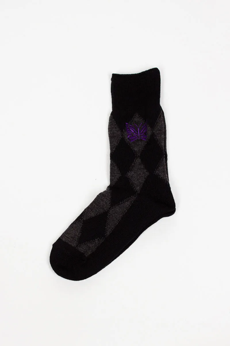 Argyle Jacquard Socks Charcoal