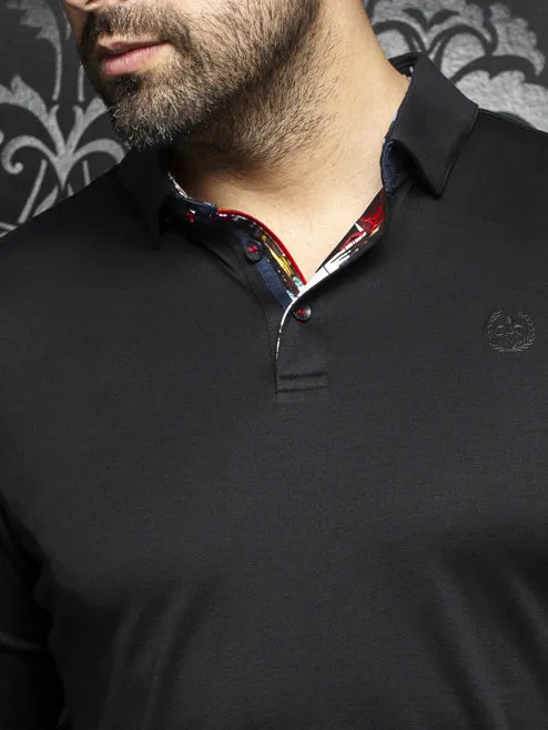 Au Noir Stretch Long-Sleeve Polo | Falcon Black