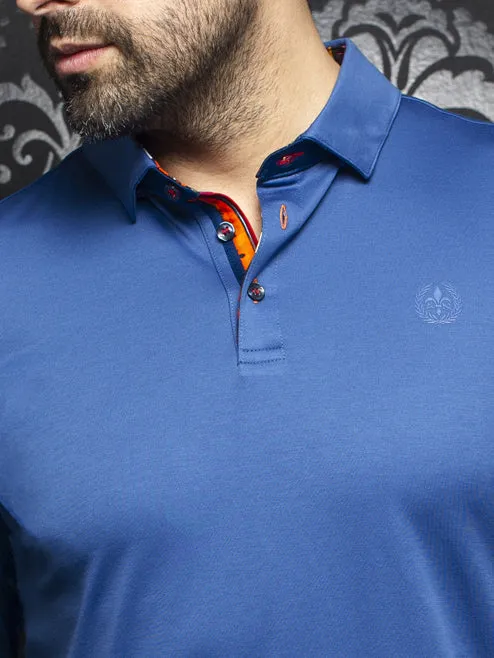 Au Noir Stretch Long-Sleeve Polo | Falcon Blue