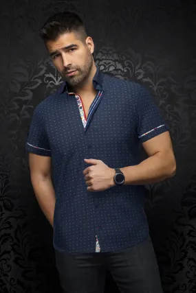 Au Noir Stretch Short Sleeve Shirt | Estrela Navy