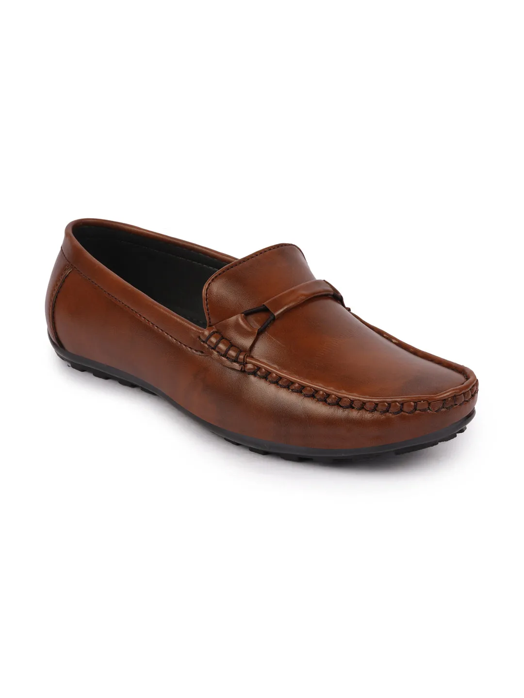 Basics Men Brown Buckle Design Slip On Casual Loafers and Moccasin Shoes