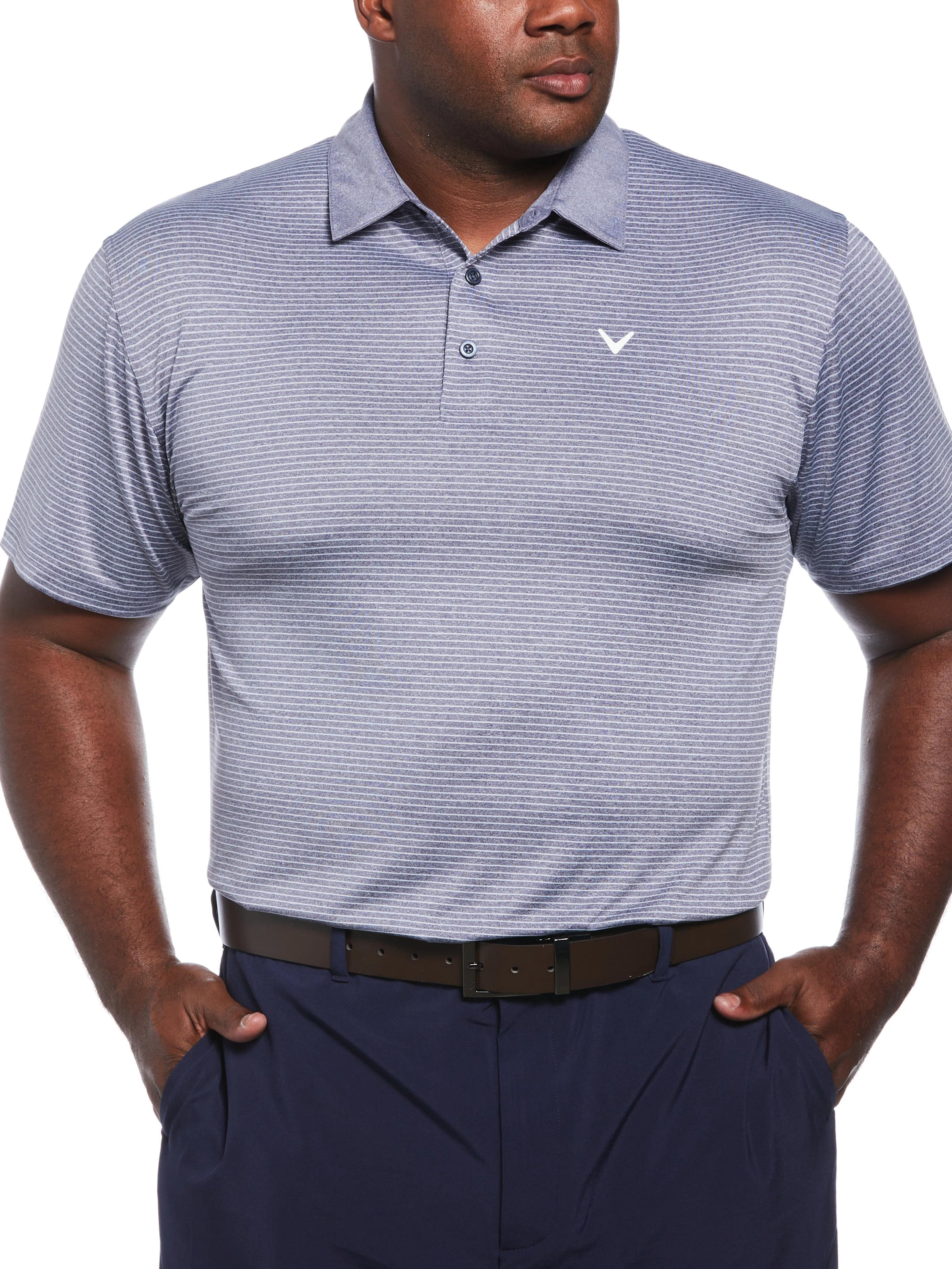 Big & Tall Heather Micro Stripe Golf Polo