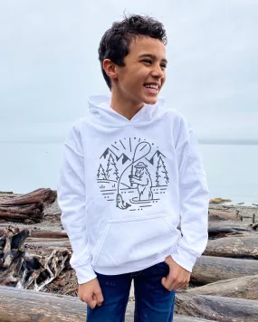 Bigfoot Fishing Kids Hoodies - Light or Dark Artwork