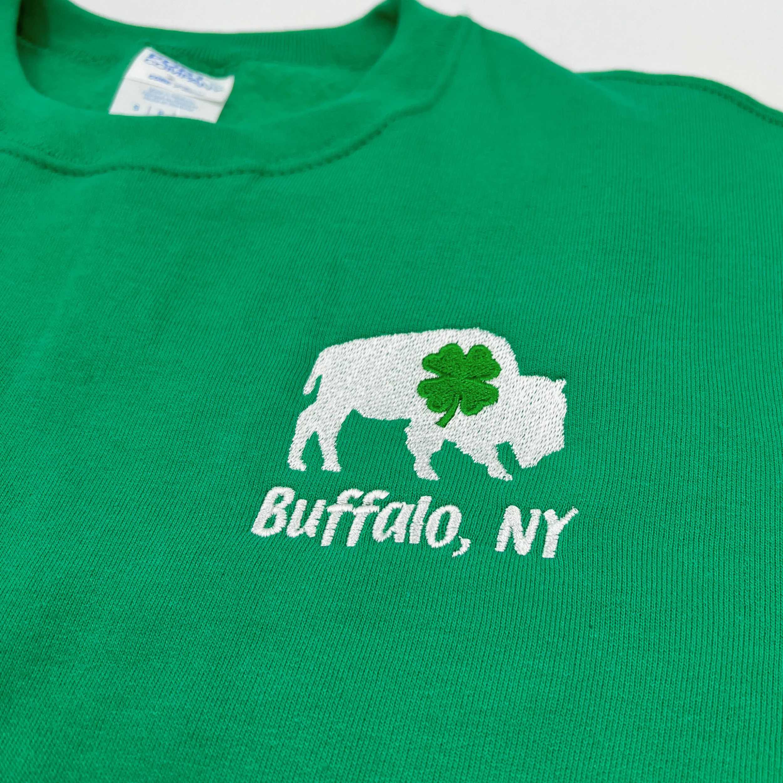 Bison With Shamrock Buffalo, NY Kelly Green Crewneck