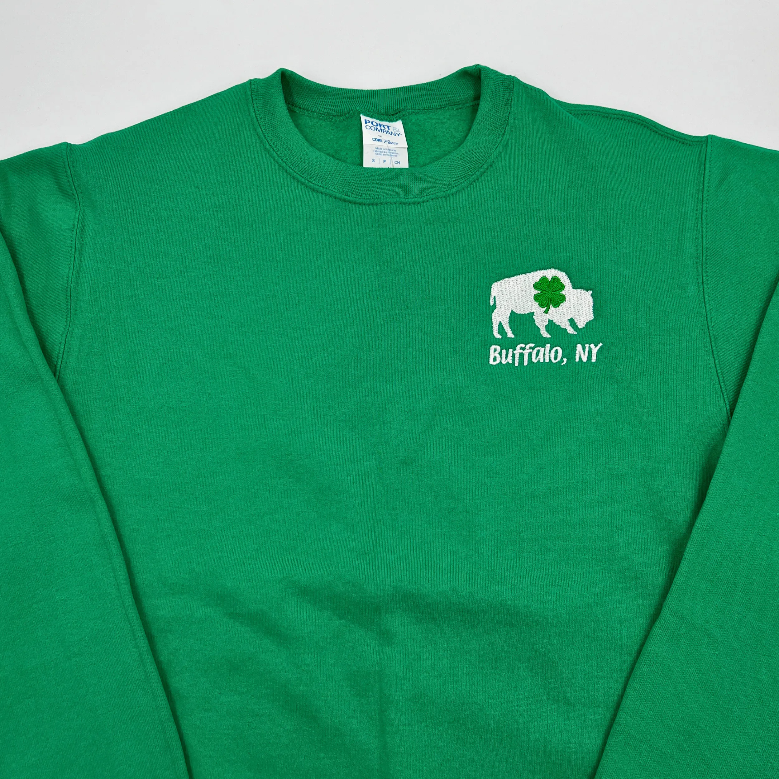 Bison With Shamrock Buffalo, NY Kelly Green Crewneck