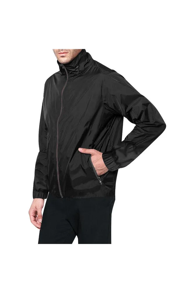 Black All Over Print Windbreaker for Men