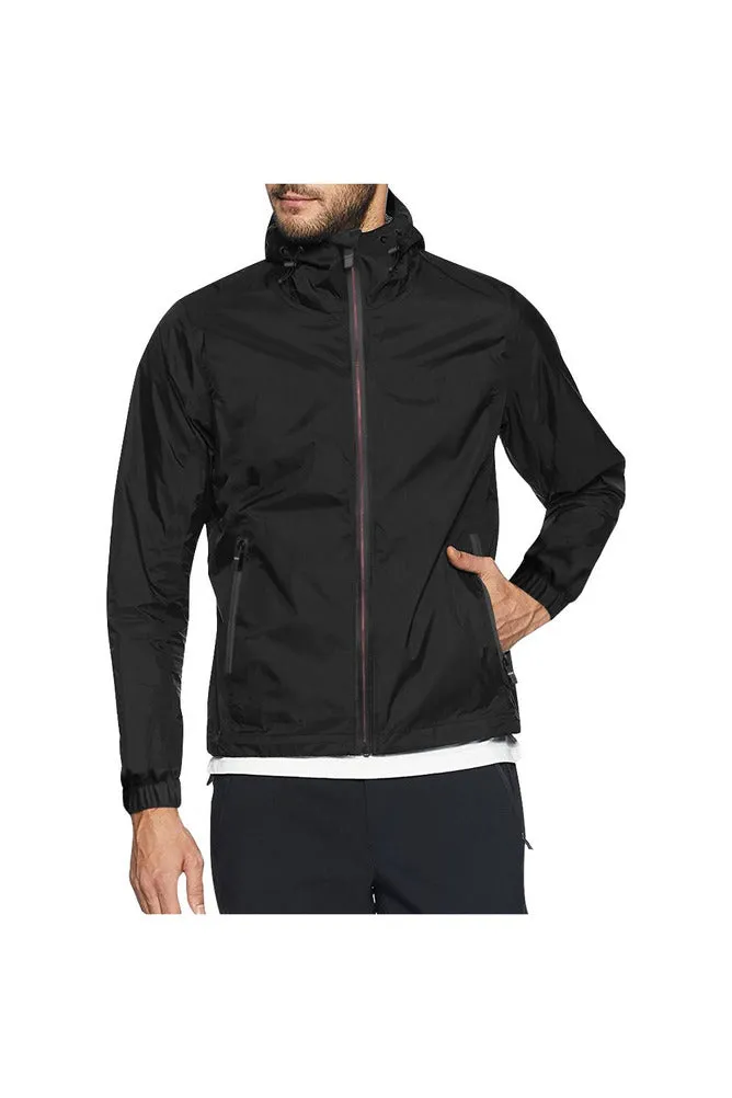 Black All Over Print Windbreaker for Men