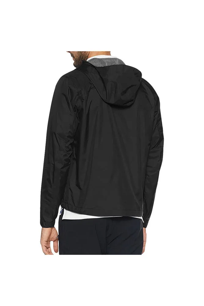 Black All Over Print Windbreaker for Men