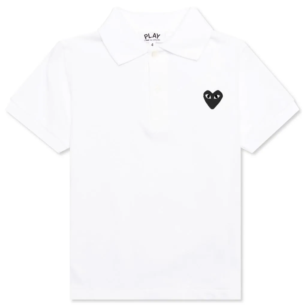 Black Emblem Kid's Polo Shirt - White