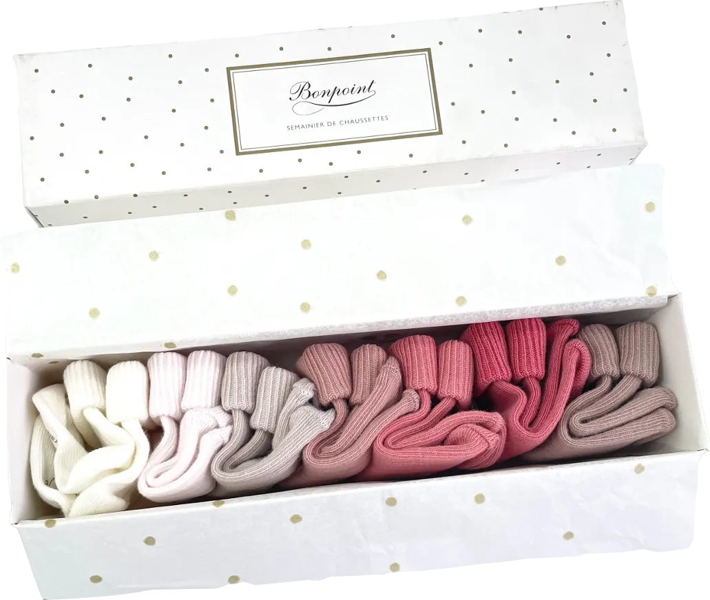 Bonpoint Baby Boxed Gift Set Of 7 Cotton-blend Socks BNIB Newborn