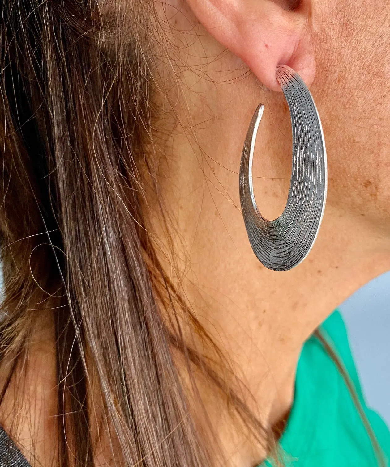 Brushed J hoops earrings