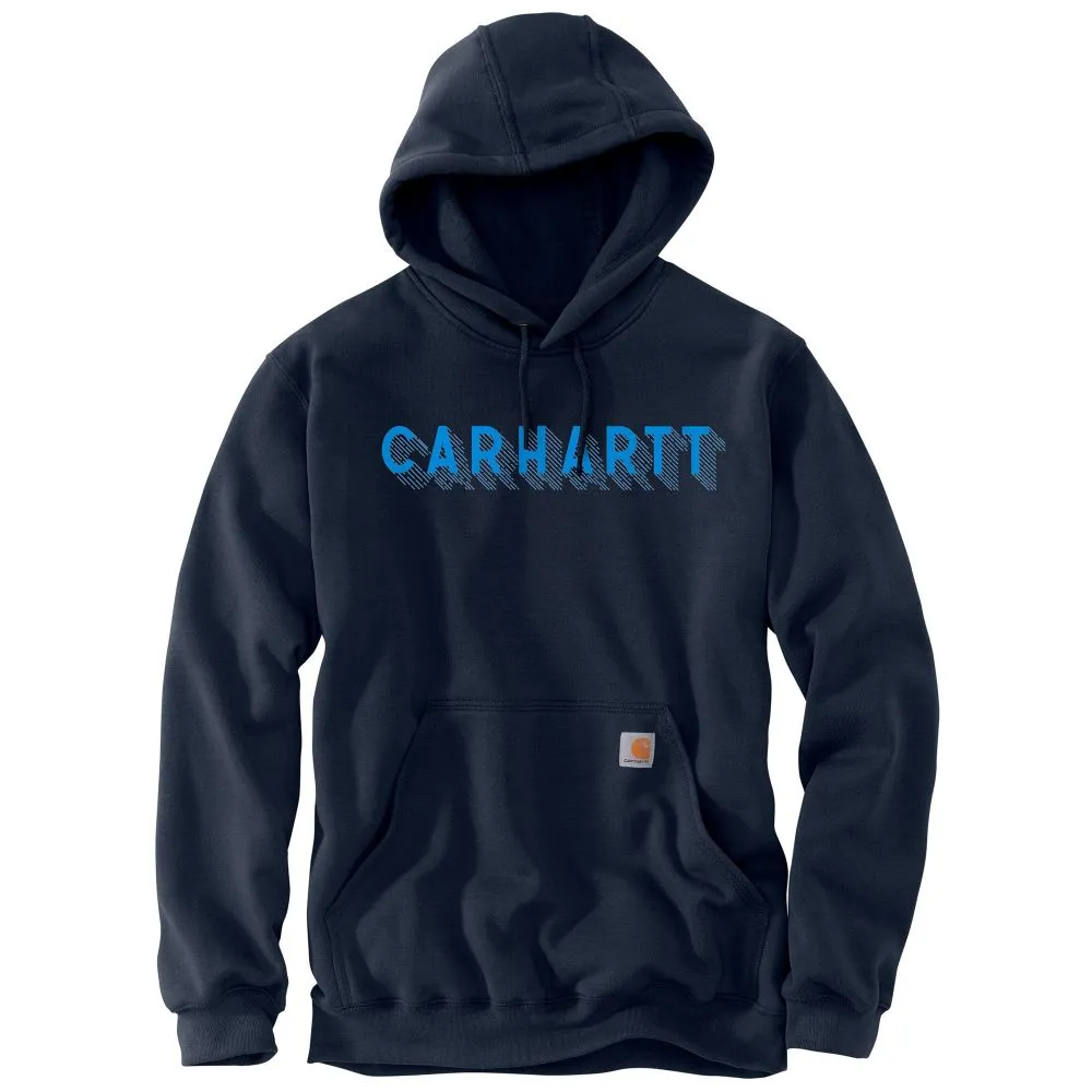 'Carhartt' Men's Rain Defender Midweight Logo Hoodie - Navy