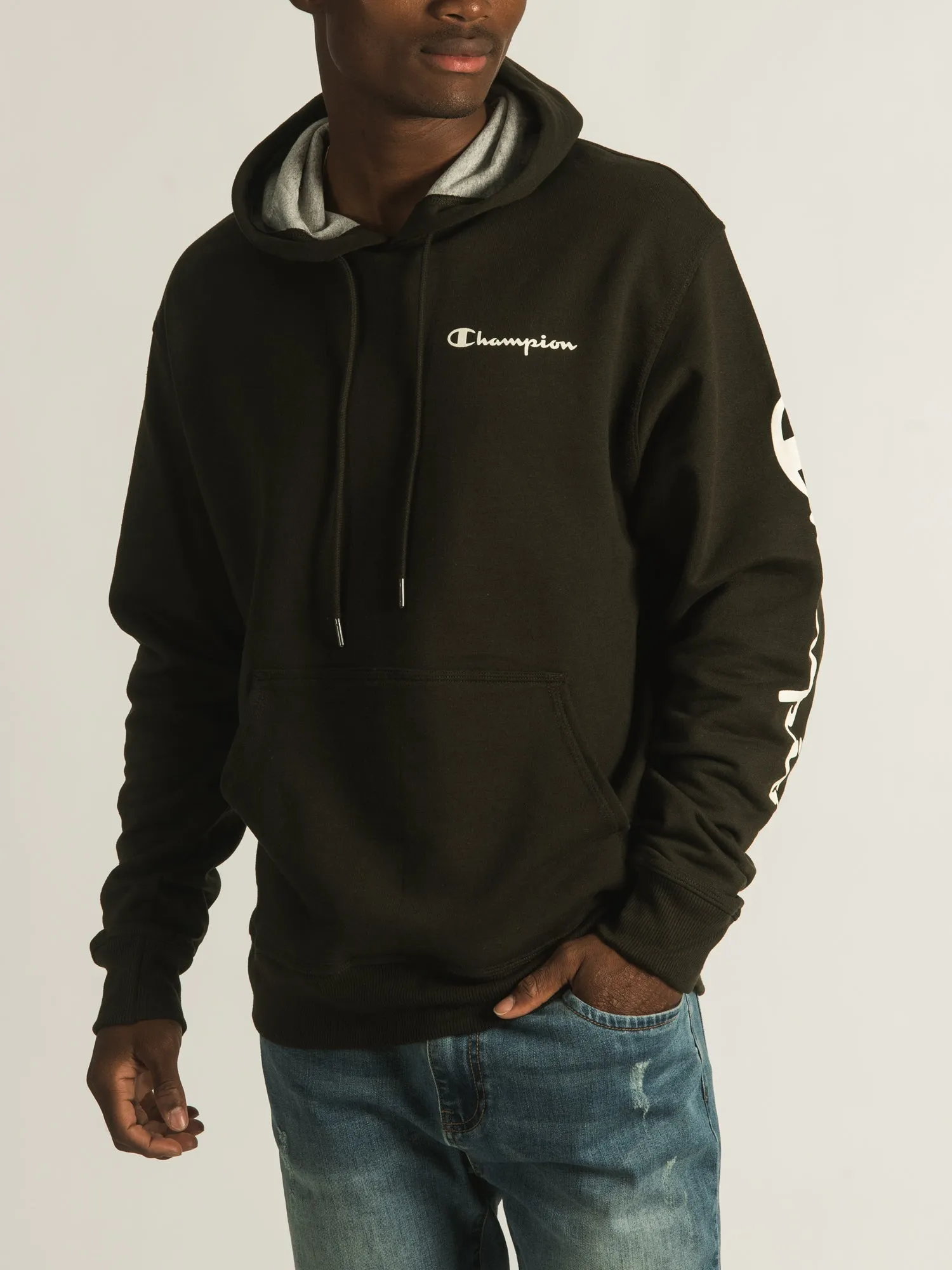 CHAMPION POWERBLEND SLEEVE & SCRIPT HOODIE - CLEARANCE