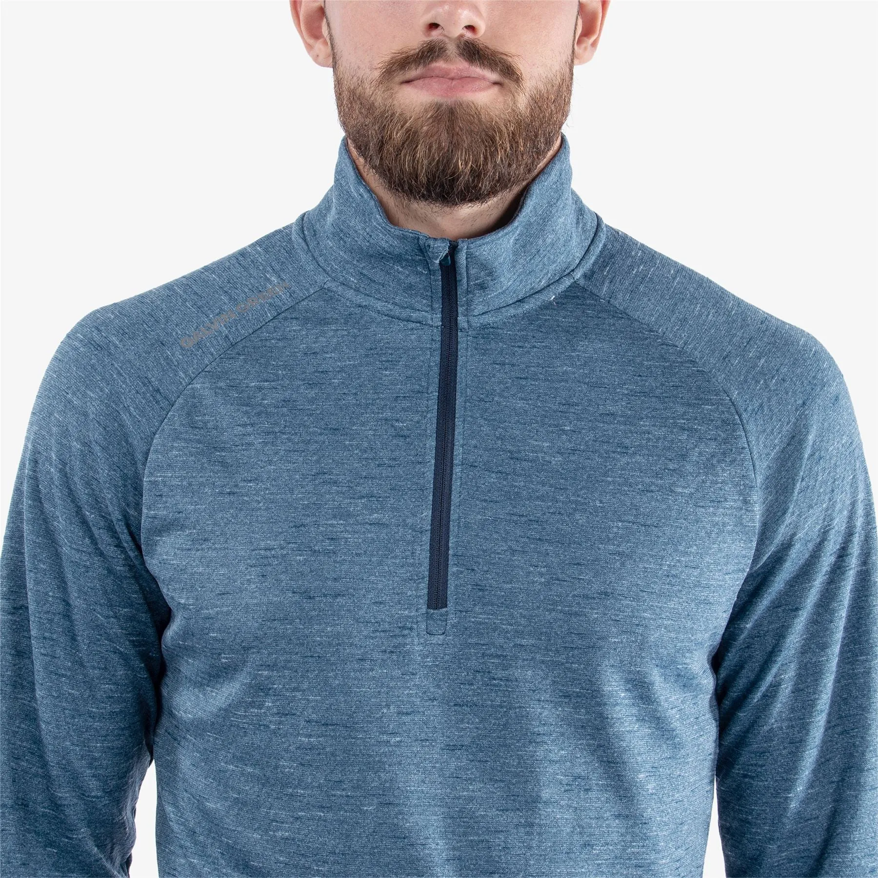 Dion Insula Quarter Zip Mid Layer Blue Melange - SS24