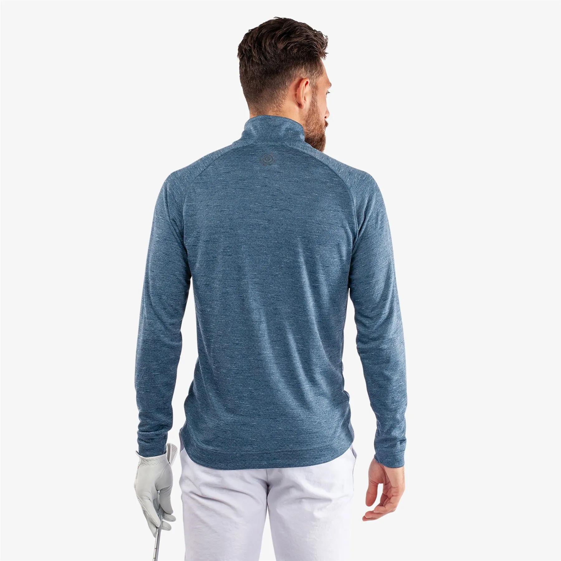 Dion Insula Quarter Zip Mid Layer Blue Melange - SS24