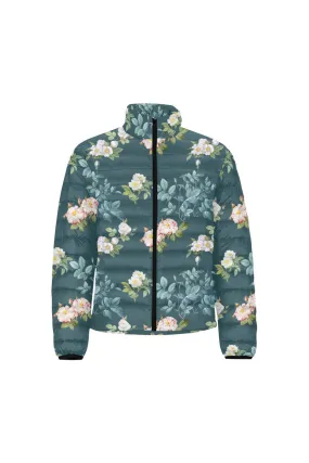 Floral Unisex Stand Collar Padded Jacket