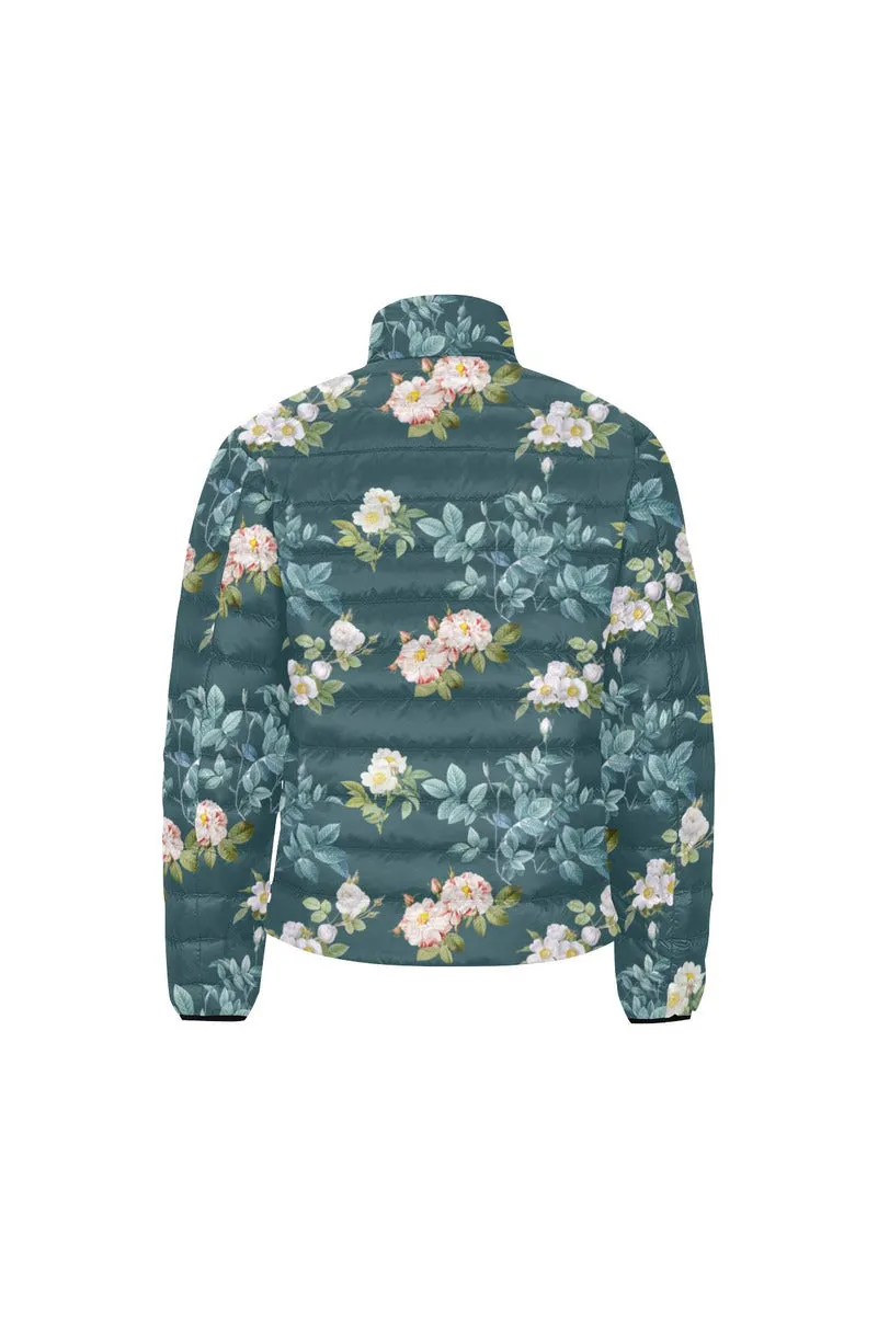 Floral Unisex Stand Collar Padded Jacket