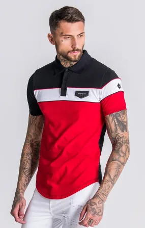 GK Red Asymmetric Block Polo With Piping Detail