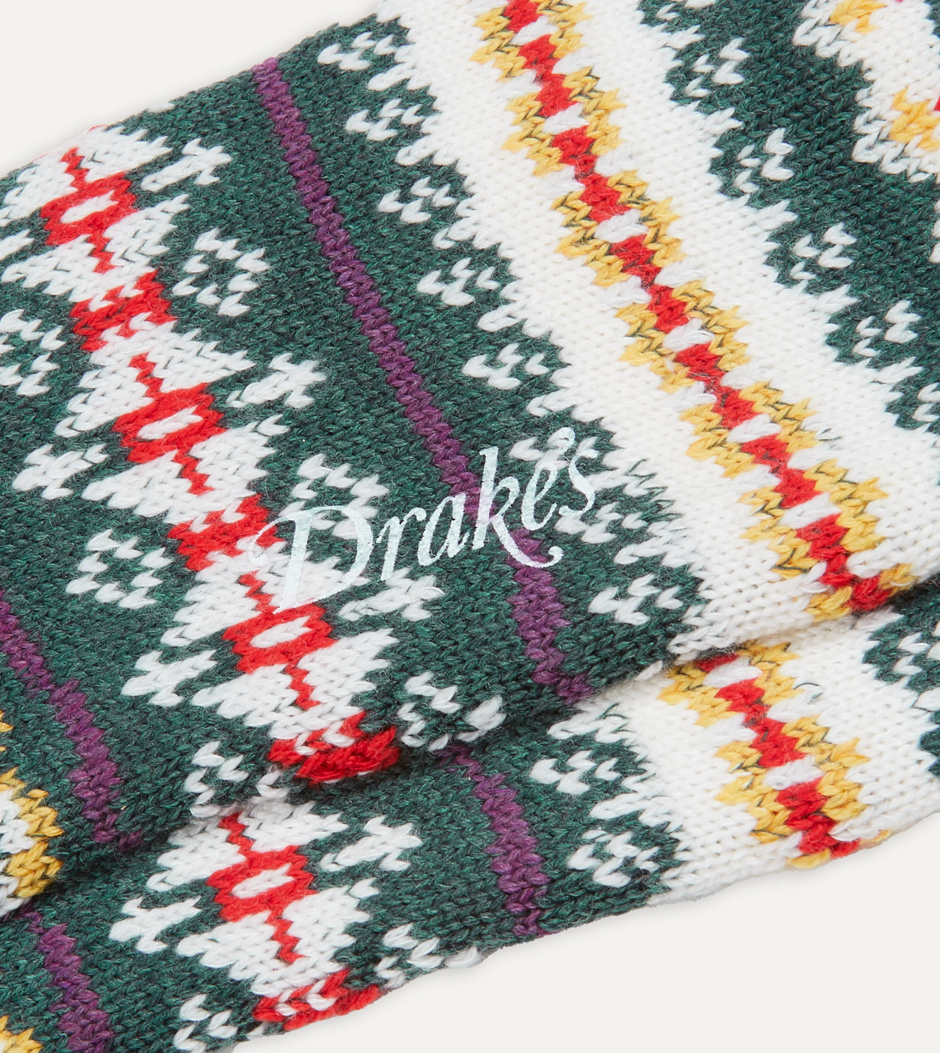 Green Fair Isle Wool Cotton Socks