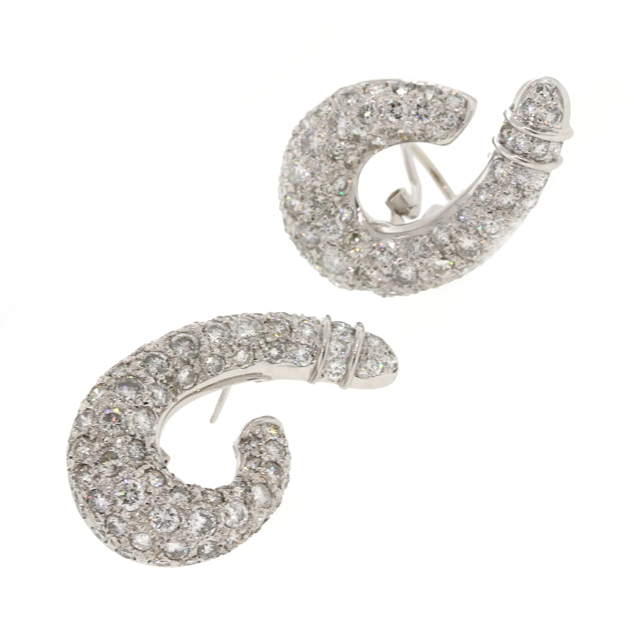 J-Shaped Pave Diamond Earrings