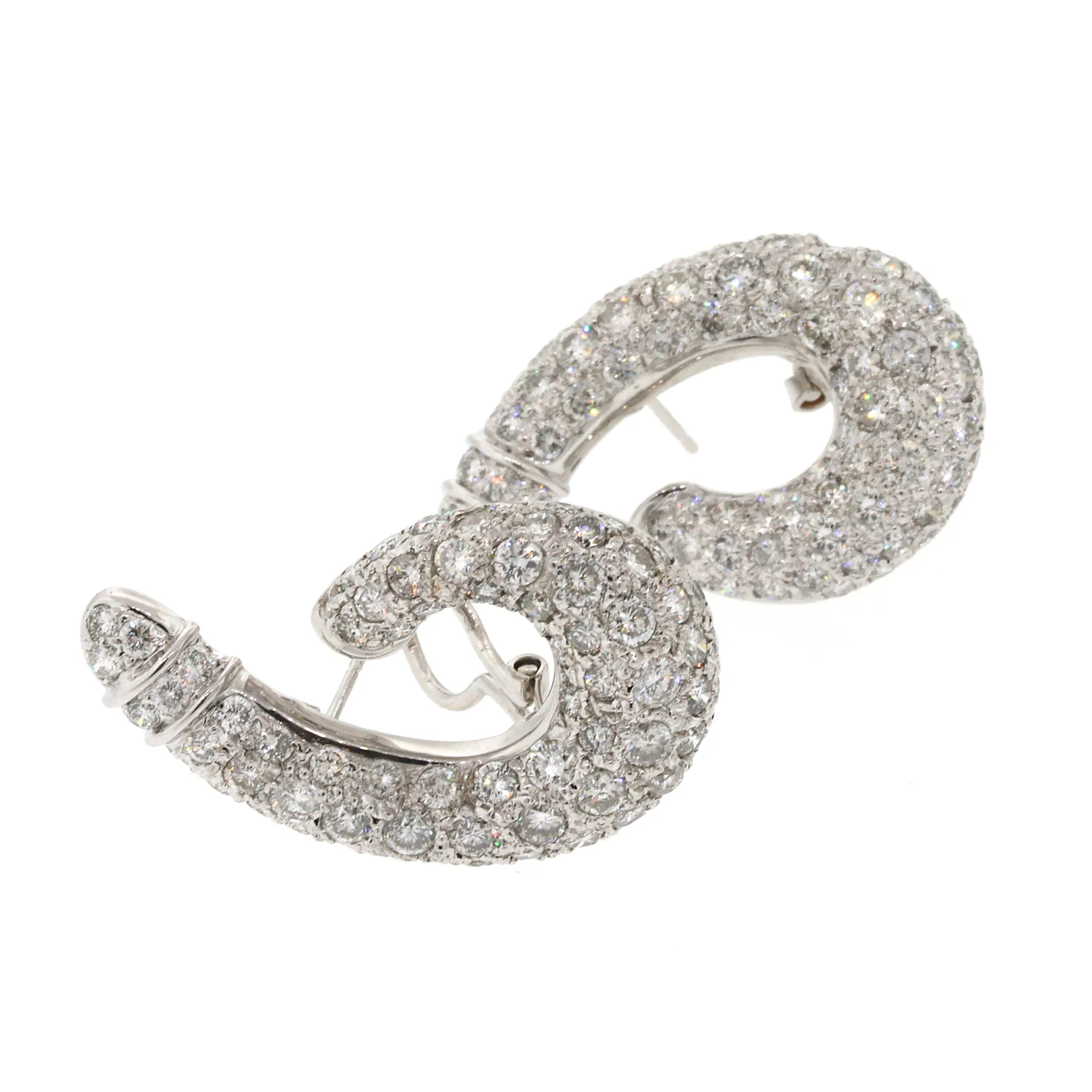 J-Shaped Pave Diamond Earrings