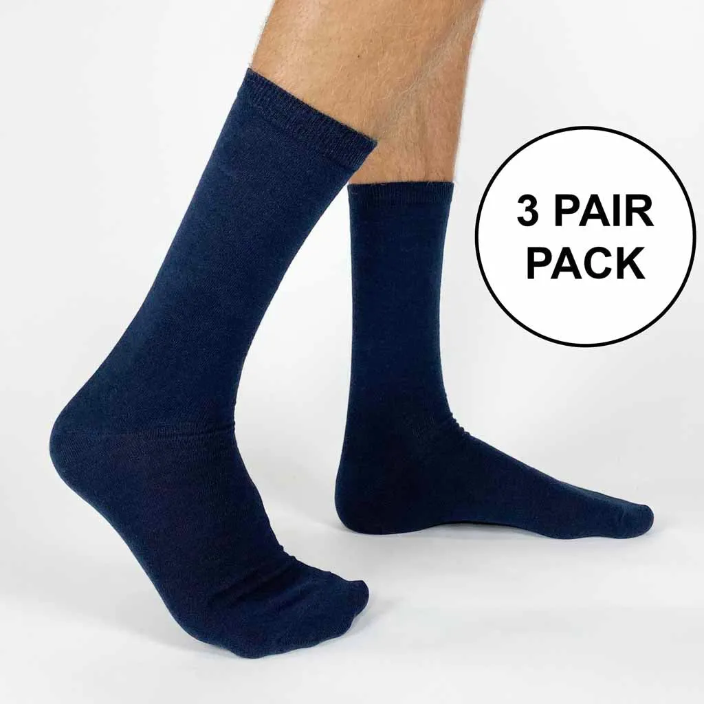 Large Flat Knit Cotton Dress Socks for Men - 3 Pack