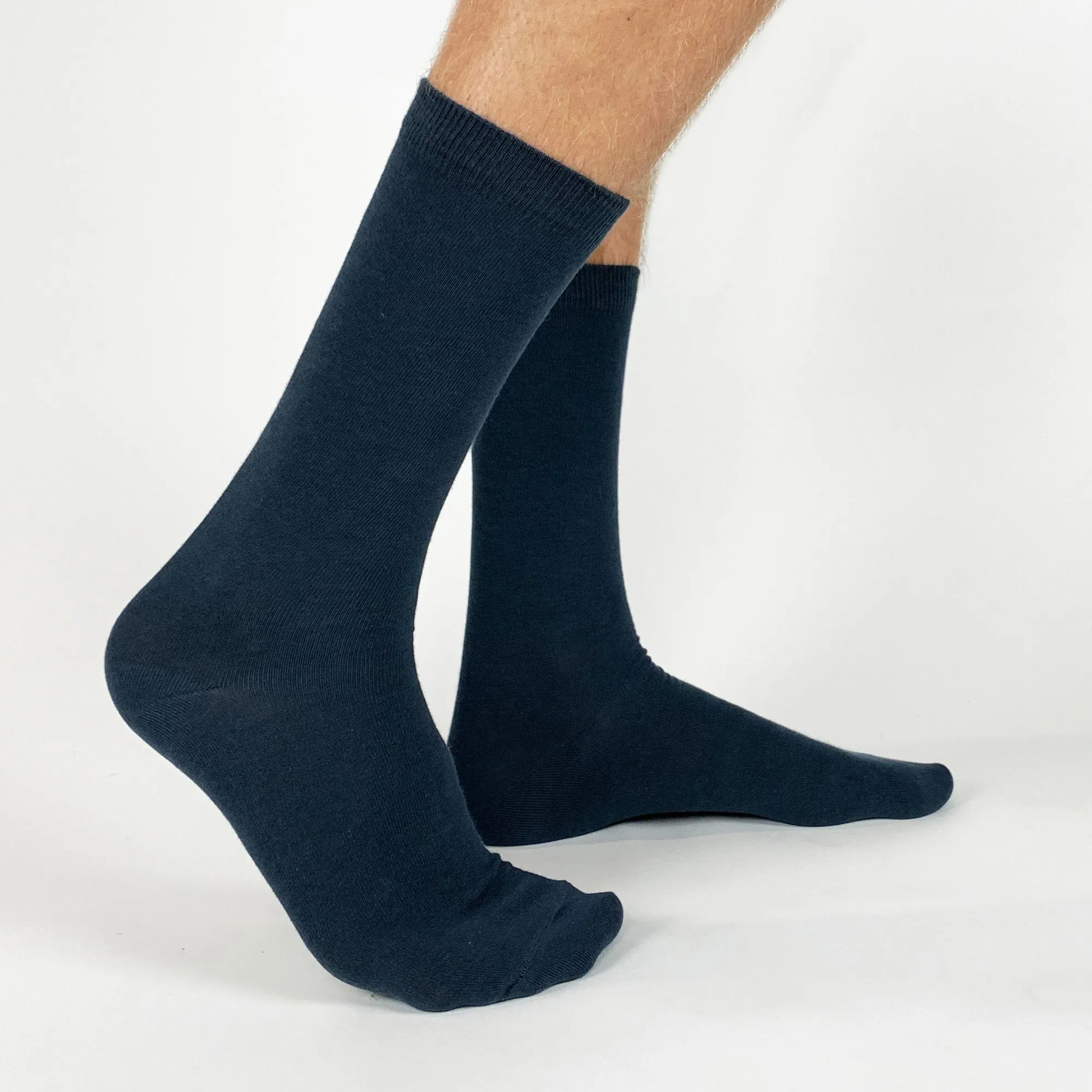 Large Flat Knit Cotton Dress Socks for Men - 3 Pack