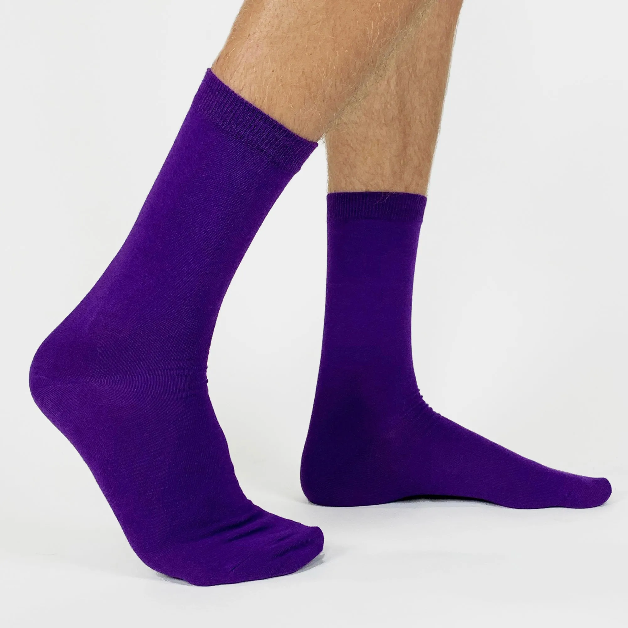 Large Flat Knit Cotton Dress Socks for Men - 3 Pack