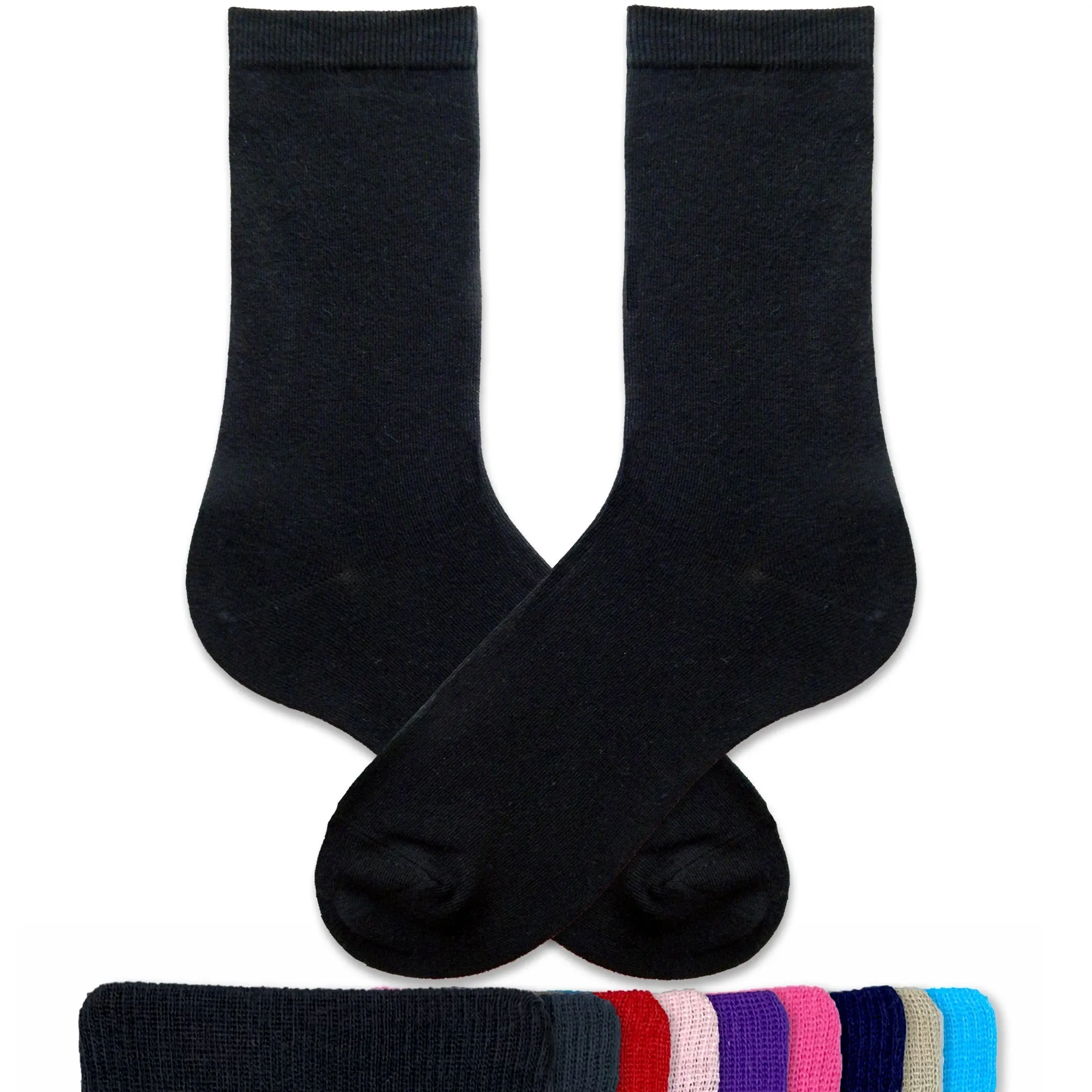 Large Flat Knit Cotton Dress Socks for Men - 3 Pack