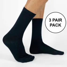 Large Flat Knit Cotton Dress Socks for Men - 3 Pack