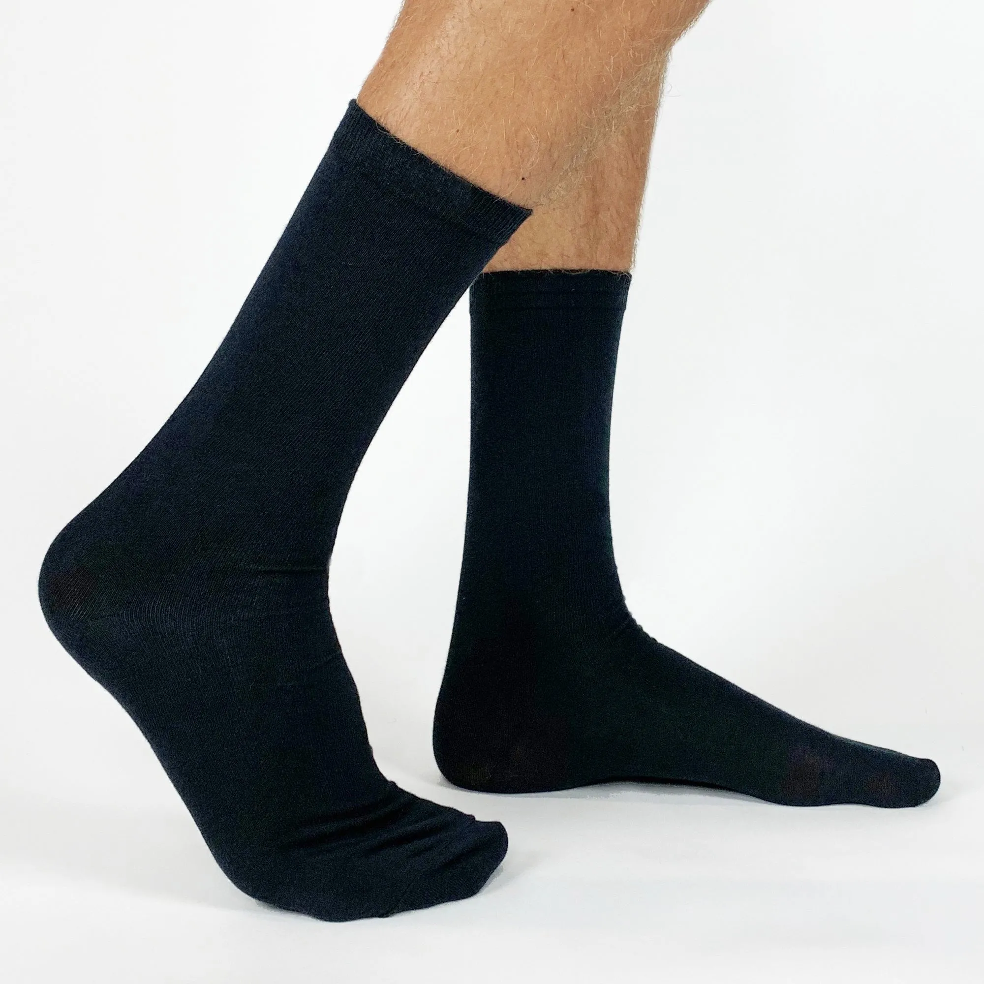 Large Flat Knit Cotton Dress Socks for Men - 3 Pack