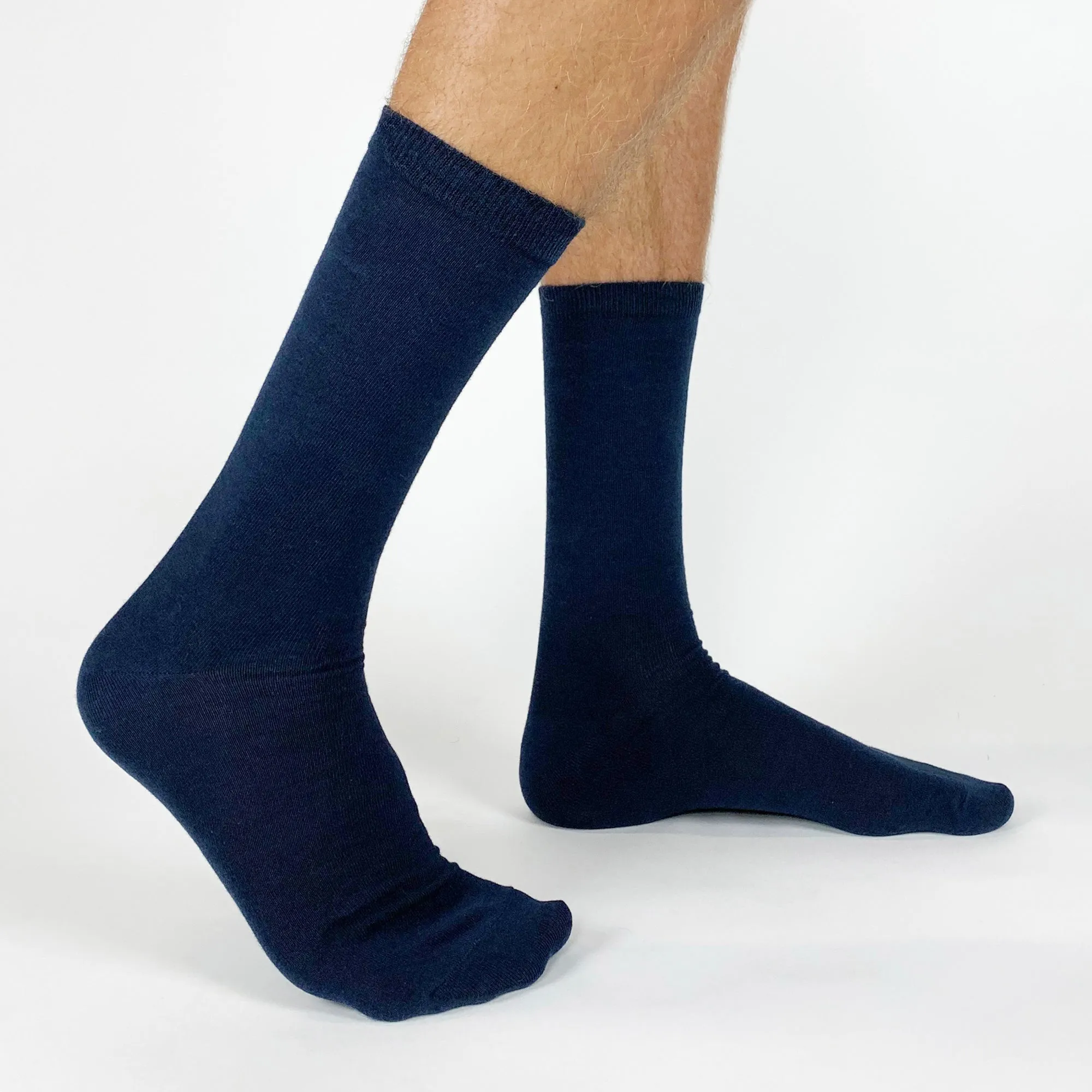 Large Flat Knit Cotton Dress Socks for Men - 3 Pack