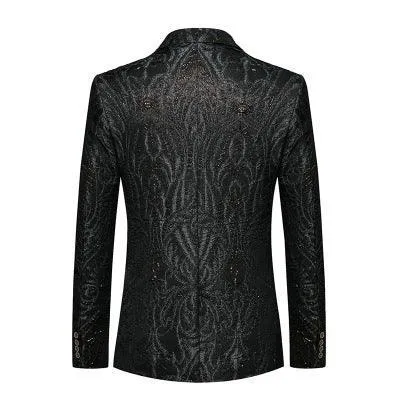 Men Blazer - Black Sequin Blazer