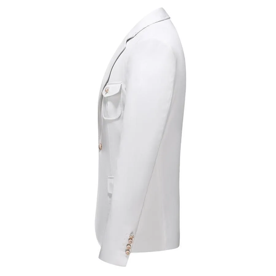 Men Blazer - Multi-Pocket White Blazer