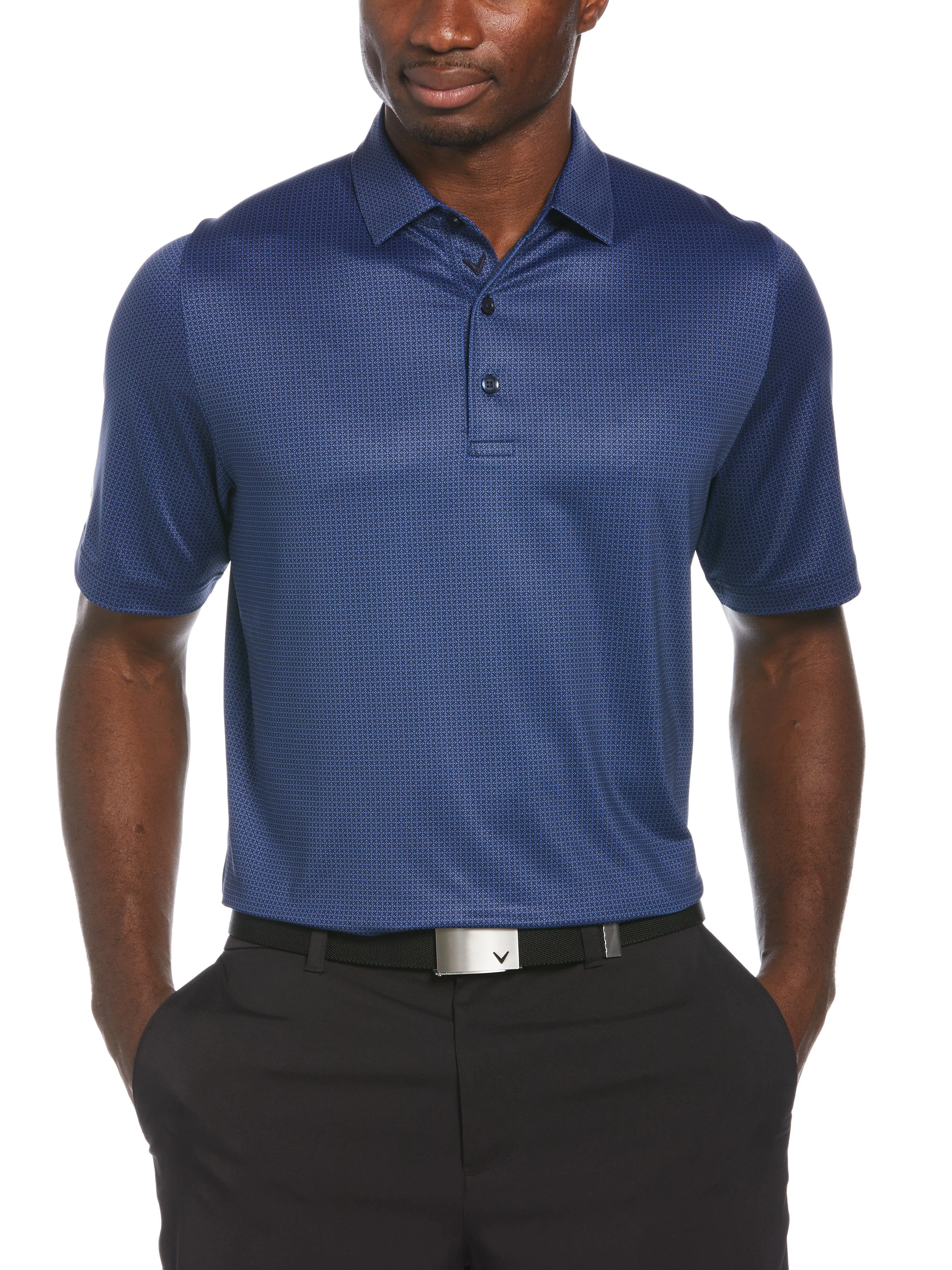 Mens Chevron Foulard Print Golf Polo Shirt