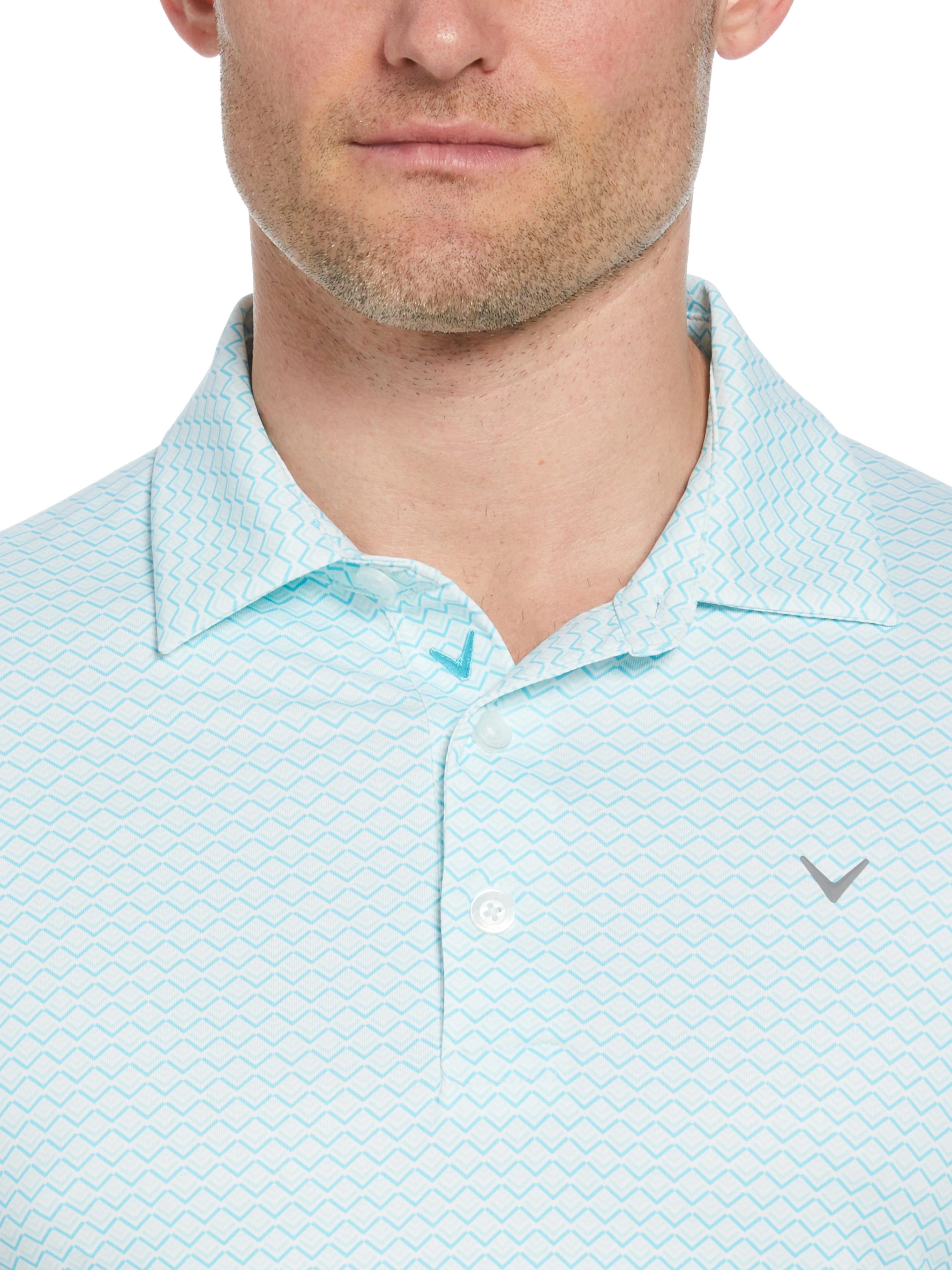 Mens Short Sleeve All Over Tee Time Print Polo