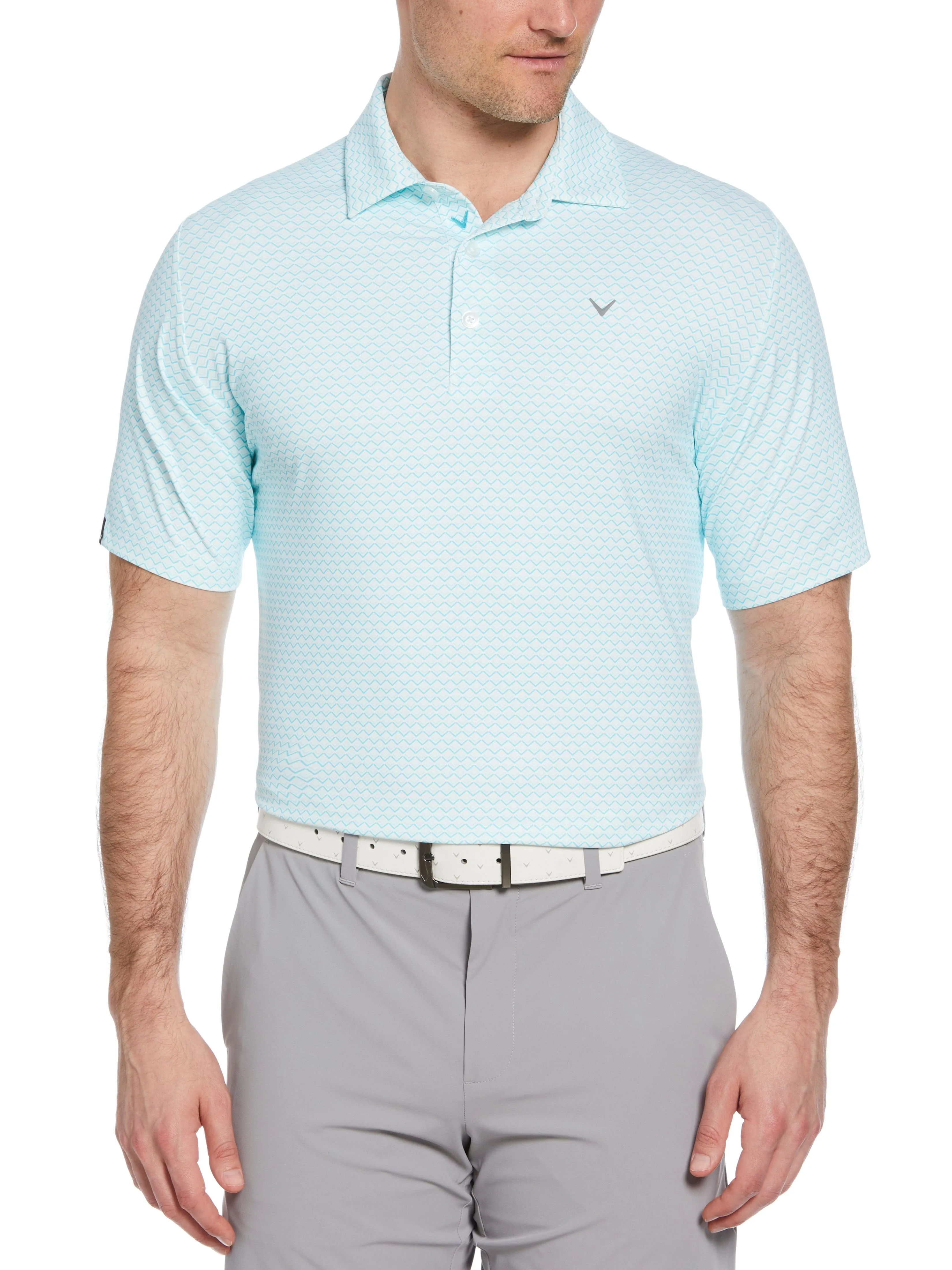 Mens Short Sleeve All Over Tee Time Print Polo